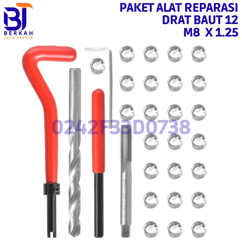 Recoil Set M8x1.25 Alat Reparasi Drat Baut 12 Drat Repair Drat Slek Dol