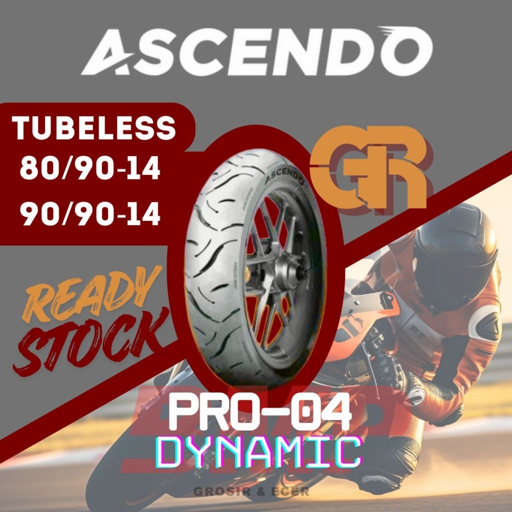BAN LUAR ASCENDO PRO-04 Dynamic GR Tubeless 80/90-14 90/90-14 Vario Beat Mio Ring 14