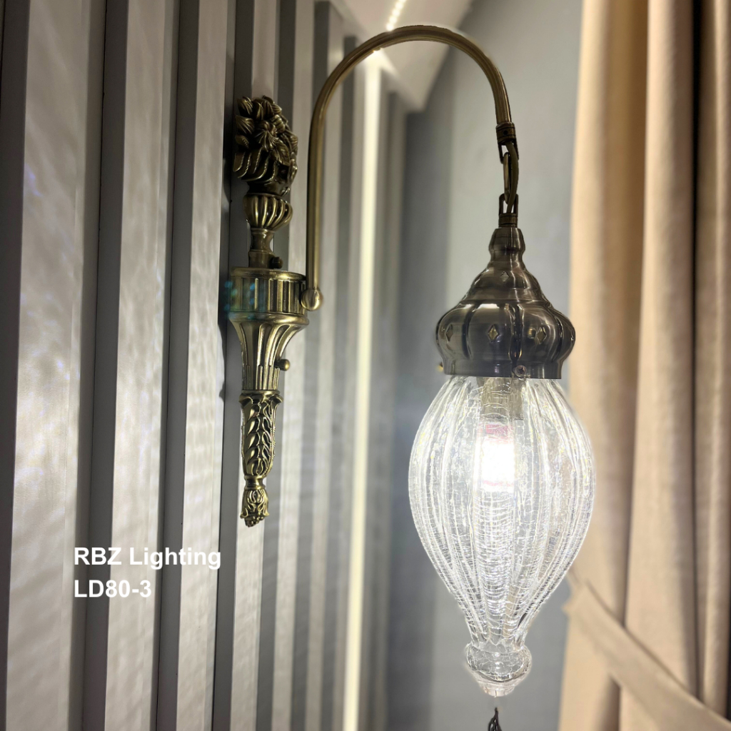 LD80-3 Lampu Hias Dinding Klasik Kaca Bening Antik Dekorasi Rumah Vintage Estetik