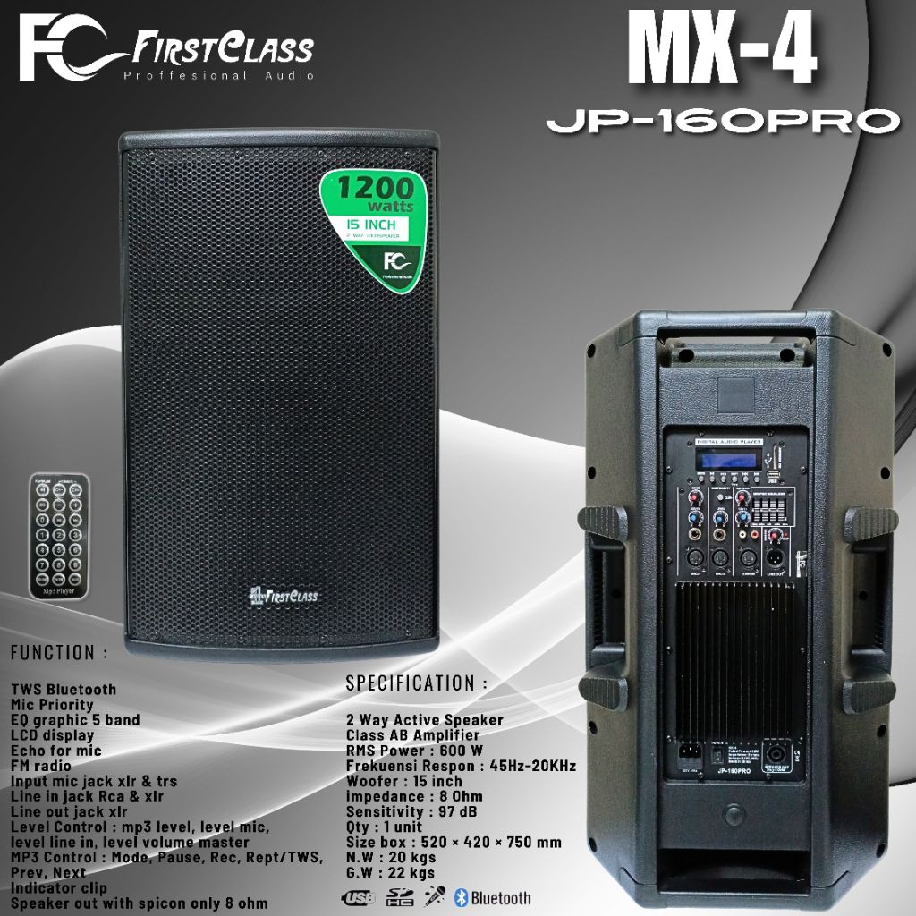 Professional Speaker Aktif 15 Inch Firstclass MX 4 | Speaker Aktif MX 4