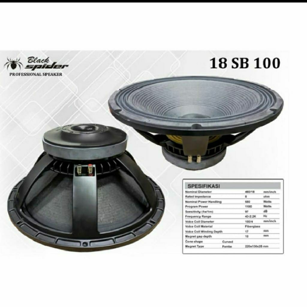 Speaker komponen Blackspider 18sb100 original 18inch