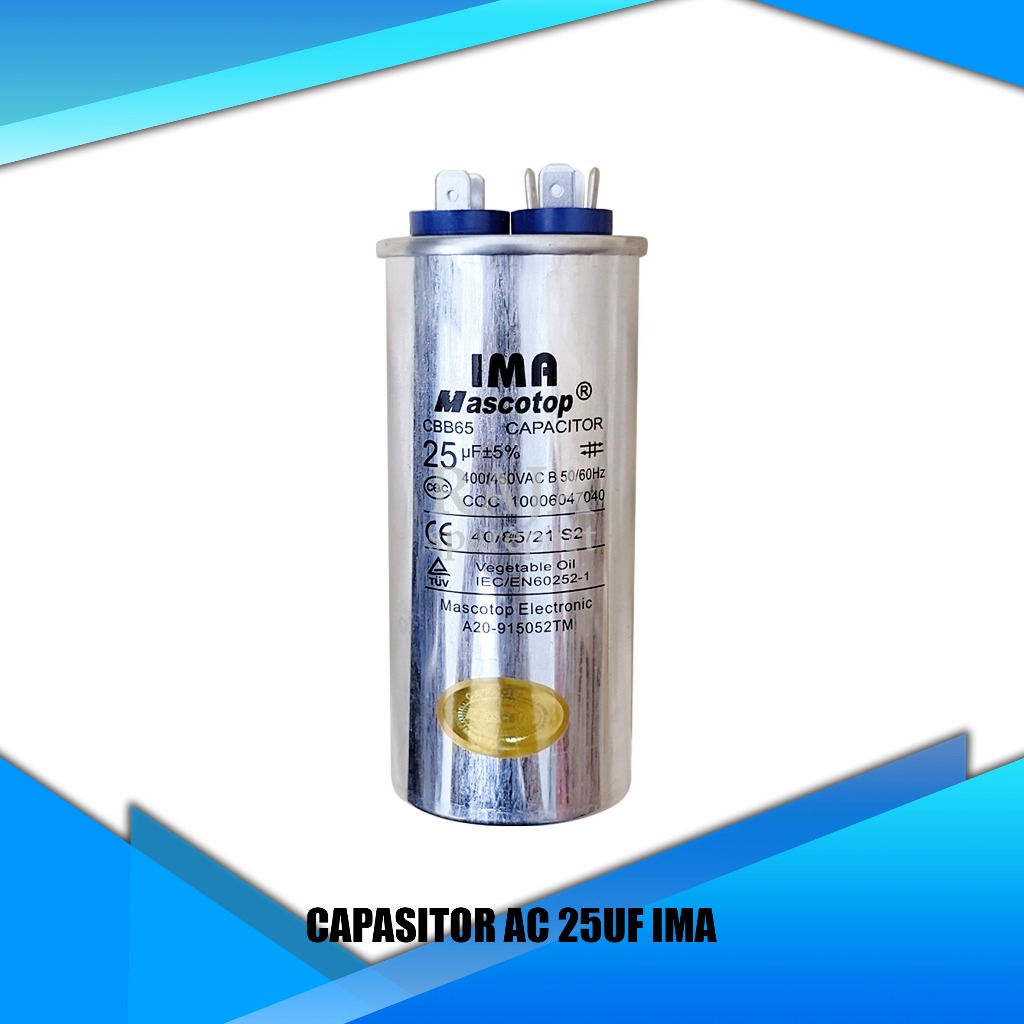 KAPASITOR 25 MIKRO C25I / CAPASITOR AC 25UF MEREK IMA