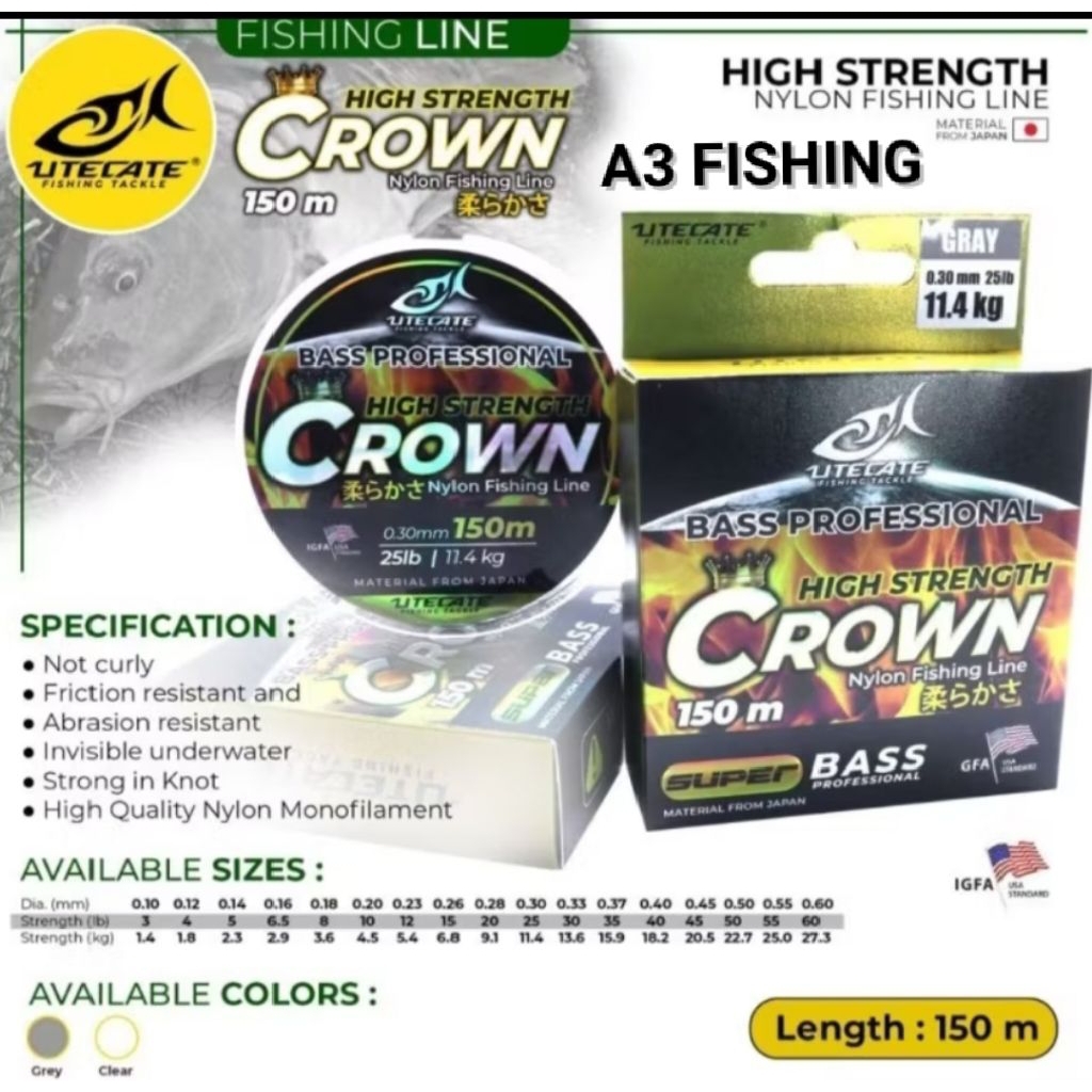 Senar Utecate Crown Nylon Anti Keriting 150 meter