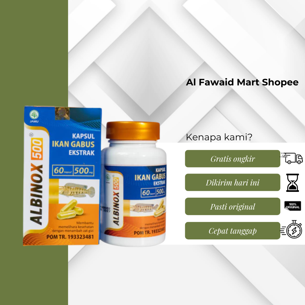 Albinox 500 Kapsul Ekstrak Ikan Gabus Luka Caesar Diabetes