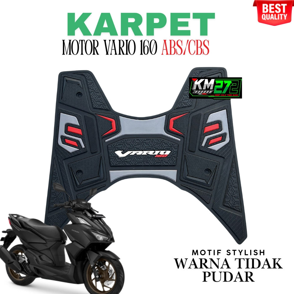 KM272 Karpet Motor Vario 160 ABS CBS / Aksesoris Motor Vario 160 Bahan Full Karet Anti Licin