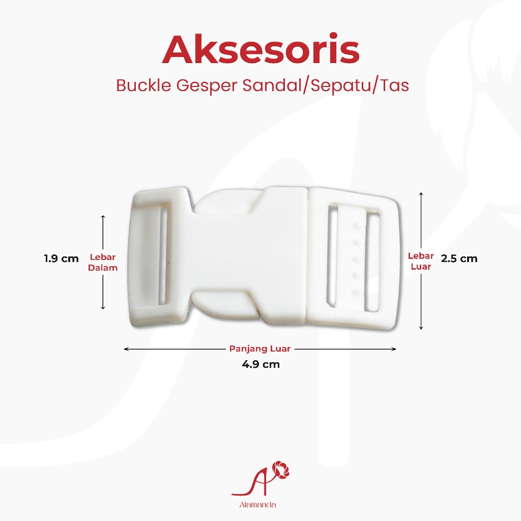 Aksesoris Buckle Kunci Sodok Gesper Plastik Warna Putih Besar