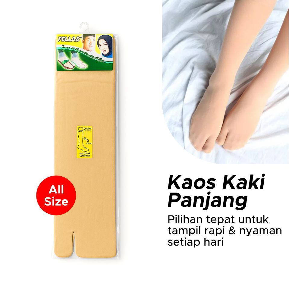 Kaos Kaki Panjang Pria Wanita Model Jempol Stoking Warna Kulit Cokelat Muda