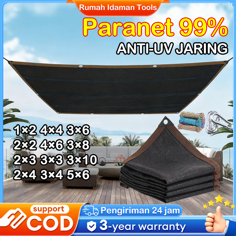 Paranet 99% Anti UV Nylon Shade Net Jaring Kebun Tahan Lama Enkripsi 12-pin untuk Rumah Kaca