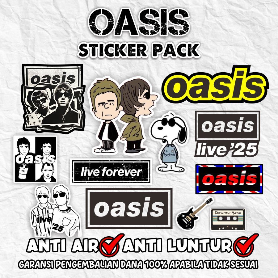 Sticker Pack OASIS Band Sudah Terpotong Anti Luntur Tahan Air | Sticker Aesthetic | Sticker Oasis an