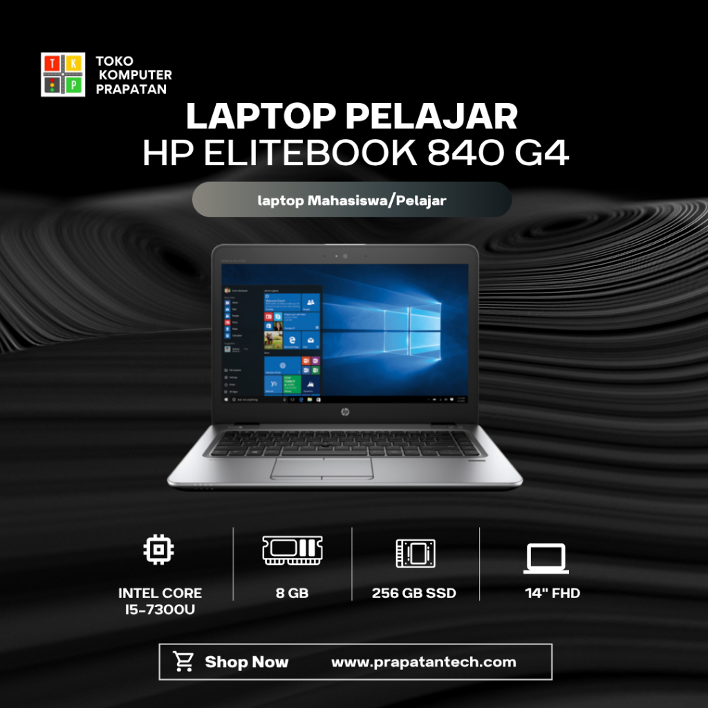 LAPTOP HP ELITEBOOK 840 G4 INTEL CORE I5-7300U RAM 8GB SSD 256GB WIN 10 14"INCH FHD