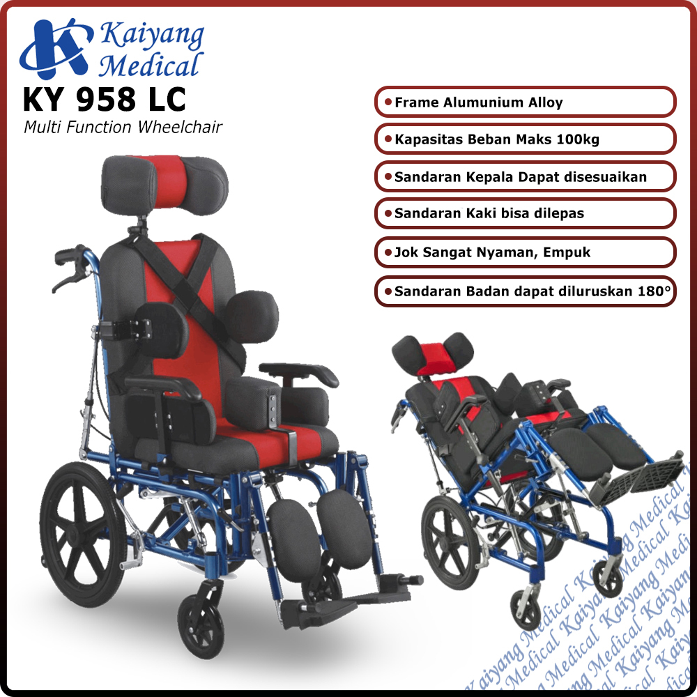 Kaiyang KY 958 LC Kursi Roda Cerebral Palsy CP Anak dengan Penopang Tubuh & Kepala Anti Guling