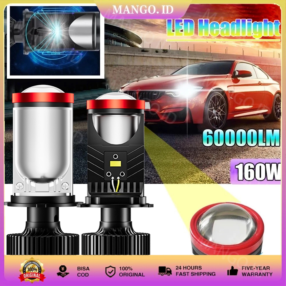 Lampu Led Mobil Dan Motor H4 Mini PJECTOR PROJIE Y7D SUPER BRIGHT 60 Watt/Dengan kipas angin