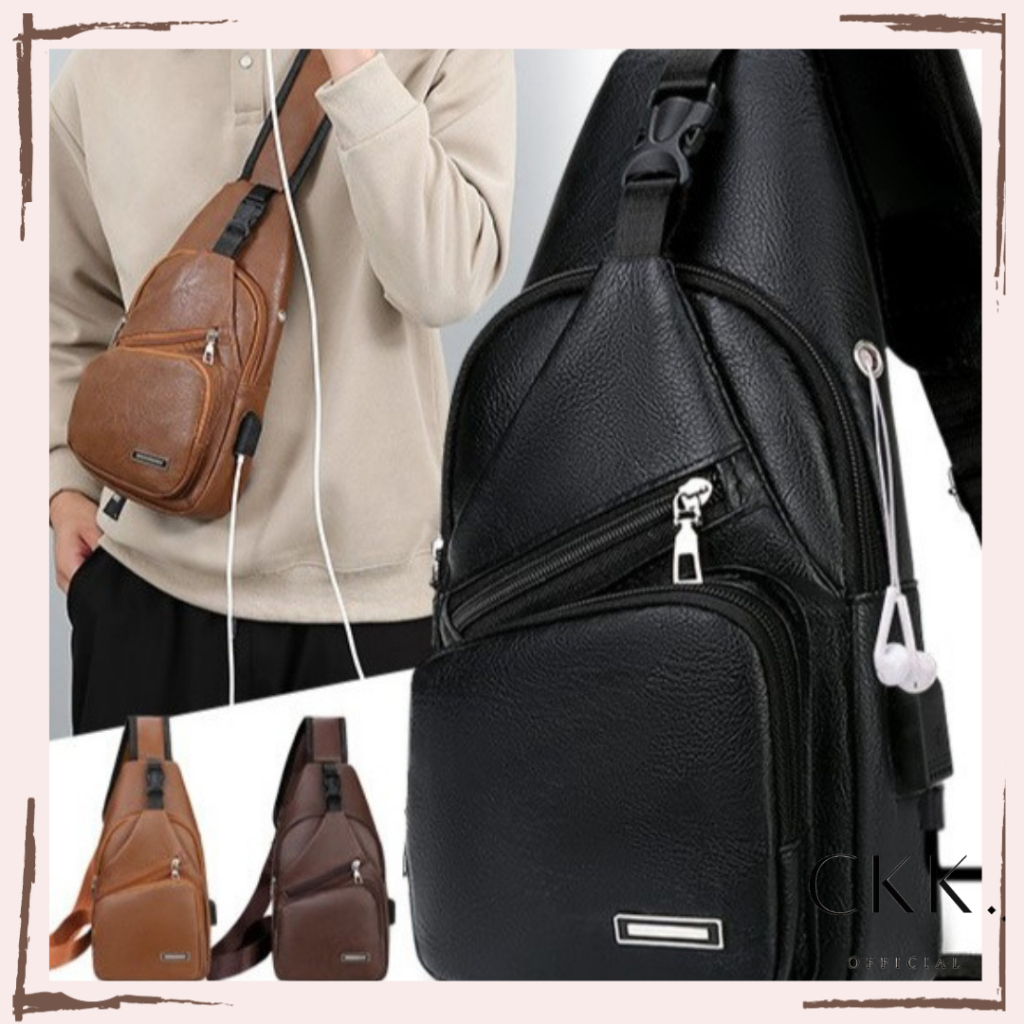 ~ CKK ~Tas Selempang Kulit Untuk Pria Tas HP/ Tas Dada Slin Bag