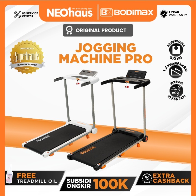 BODIMAX JOGGING MACHINE PRO / Treadmill 10KM / Incline / Sensor Jantung / Speaker Musik