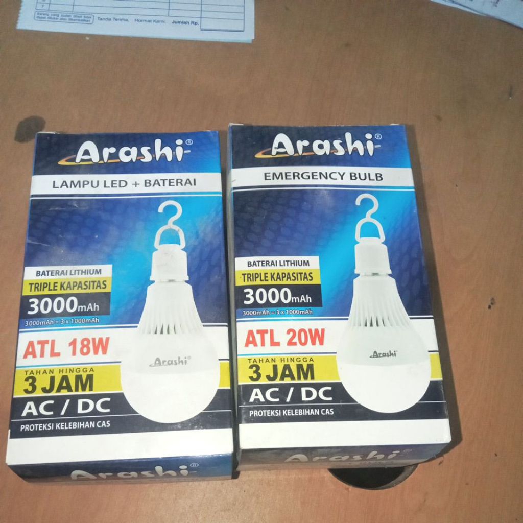 bola lampu Arashi Emergency Bulb lampu led + baterai