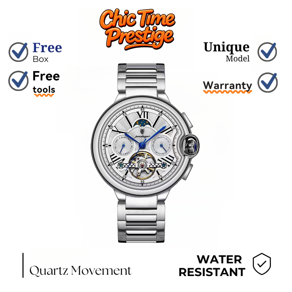 Jam Tangan Pria Original Tourbillon - Otomatis Mekanis, Anti Air, Multifungsi