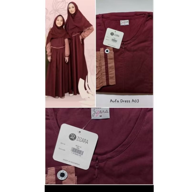[Agen Resmi] ZIZARA Aufa Dress Gamis Couple Mom and Kids bahan katun petrina Gamis dewasa / Gamis an