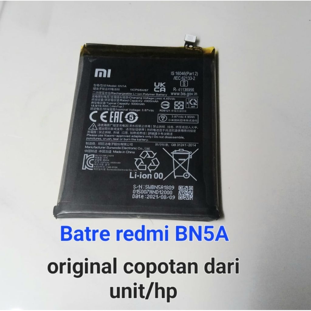 Batre redmi BN5A original copotan unit/hp redmi 10,redmi not 10 5G,Poco M3