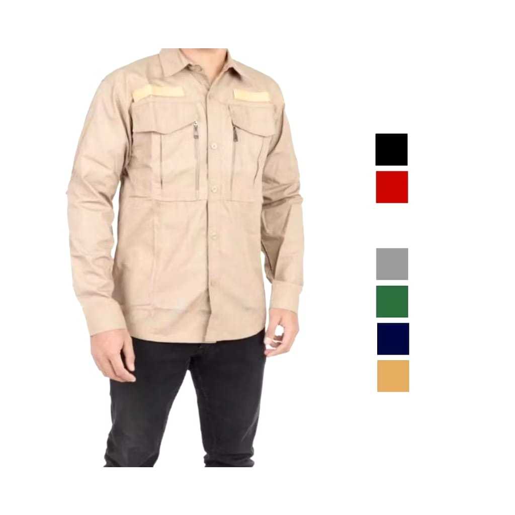 Kemeja Tactical W-TAC STEALTH GEAR – Lengan Panjang Drill (Bisa Custom Bordir)