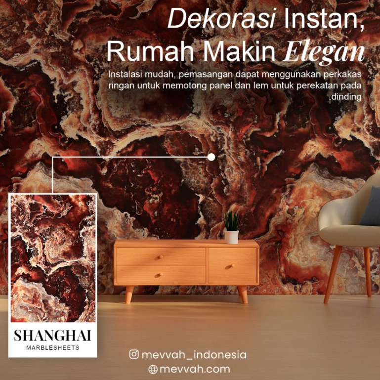Mevvah Marble Series Wall Panel Motif Shanghai - Wall Panel Dinding Motif Marmer