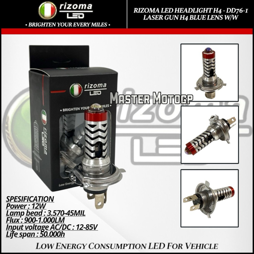 RIZOMA LED HEADLIGHT H4 DD76-1 Laser GUN Senja biru lancip HEAD RED bohlam depan H4 Laser projektor 