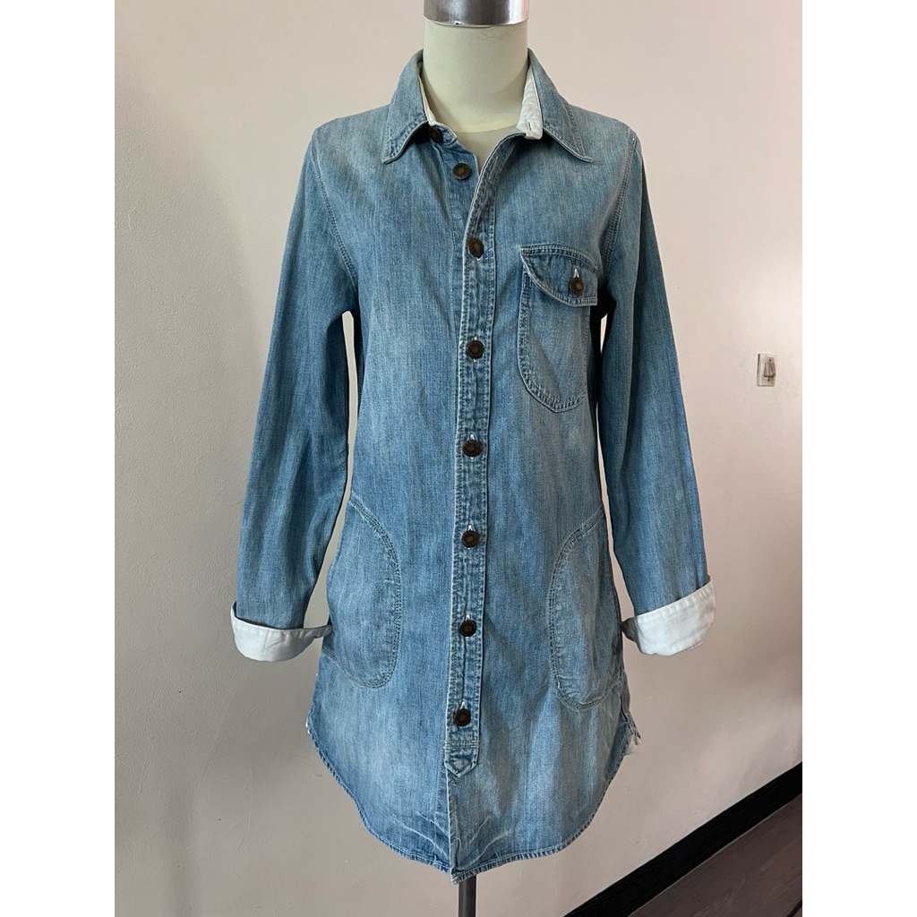 URBAN RESEARCH Tunik dress kemeja jeans denim long model warna washed