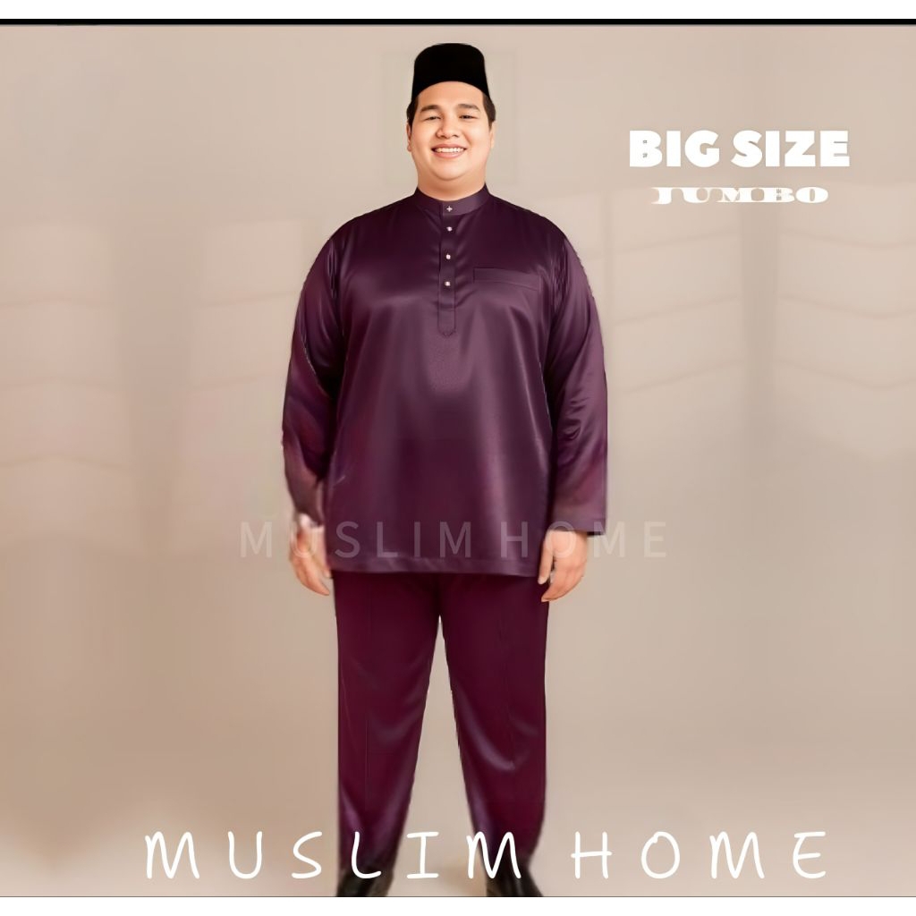 Jumbo Baju Melayu Pria Dewasa Satin Velvet Premium Pakaian Adat Malaysia Riau Big Size