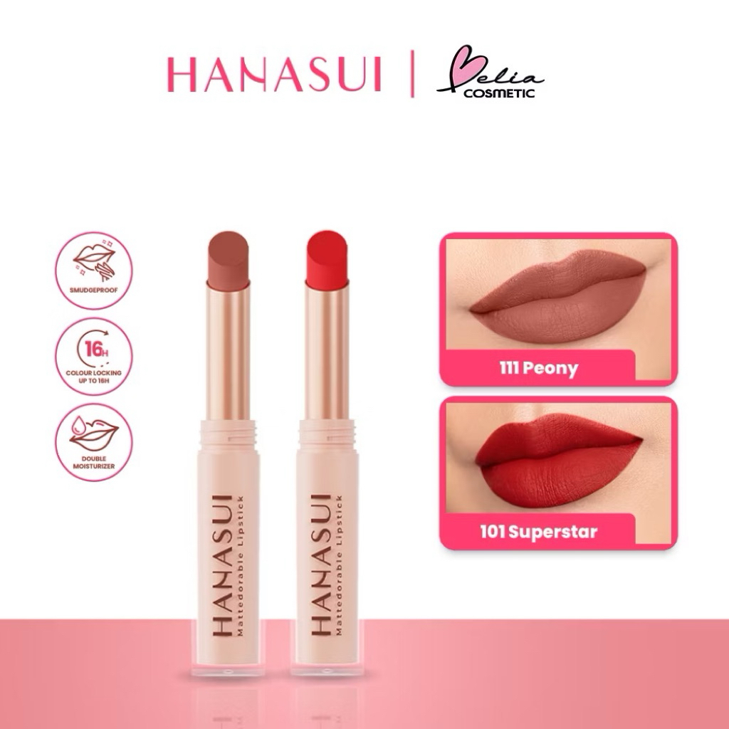 Hanasui Mattedorable Lipstick - Anti Geser Formula (Smudgeproof) / Hanasui Lipstik Batang