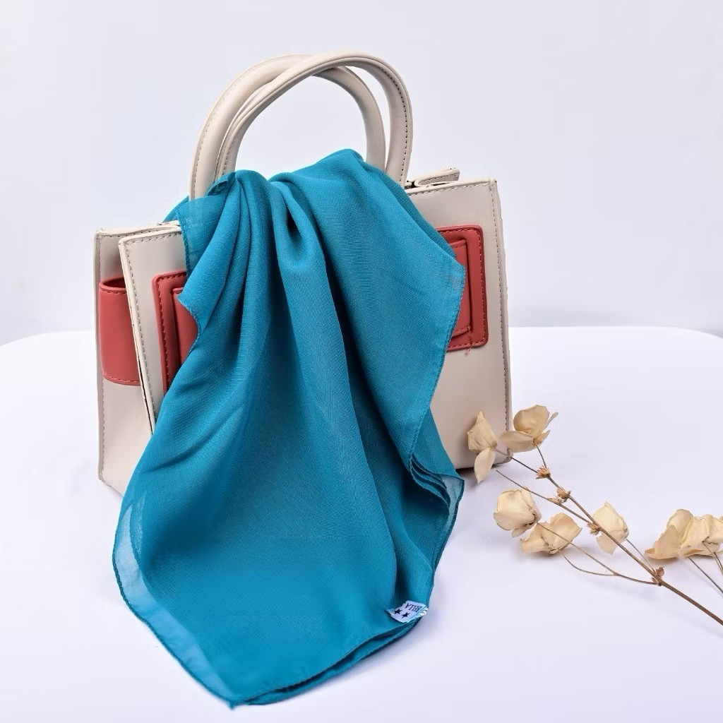 Hijab Segiempat Bella Square Biru Tosca