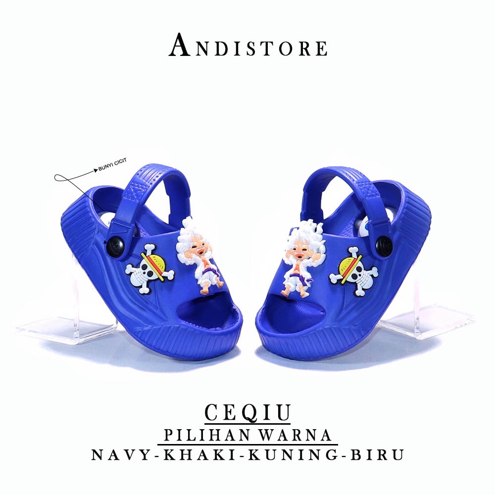 New DLX - Sandal Baim Anak Laki-laki Baim Tali Belakang / Sandal Karakter One Piece 1-3,5 Tahun Coll