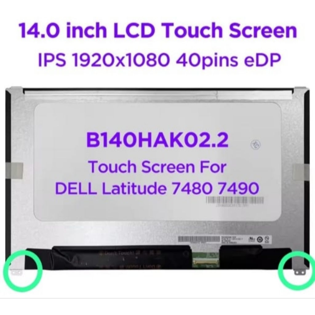 Layar LED LCD Laptop Dell Latitude 7480 7490 14 inch 40 Pin FHD Touchsreen