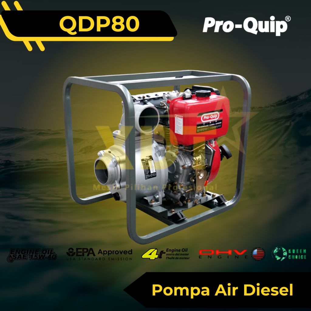 ProQuip QDP80 Mesin Pompa Air Sawah Penggerak Diesel 3 Inch Pompa Air Alkon Irigasi Solar 3" Waterpu