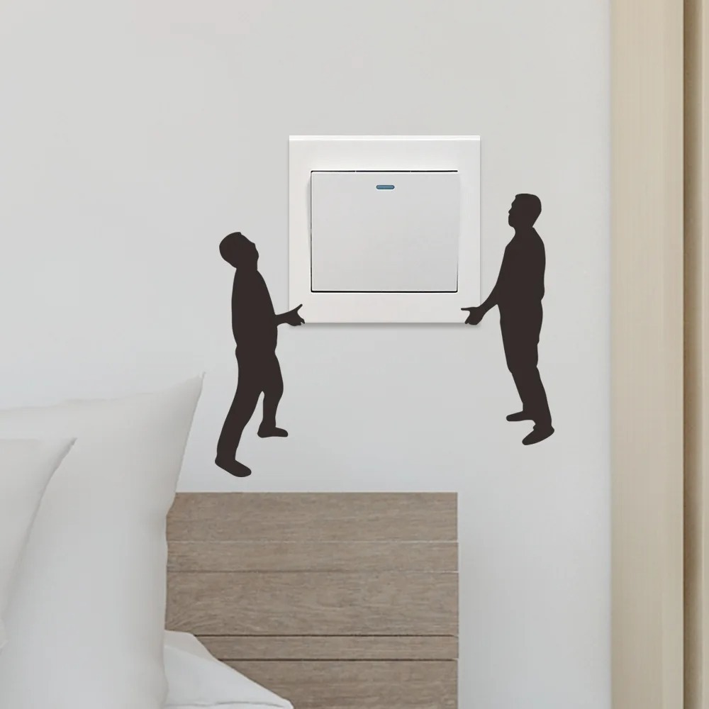 1 Pcs Stiker Stopkontak Sakelar Perekat Diri Stiker Dinding Ruang Tamu Kamar Tidur Karakter Lucu, St