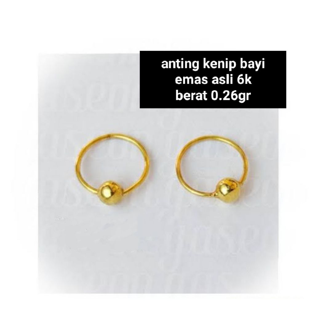 ANTING TINDIK BAYI EMAS ASLI KADAR 6K