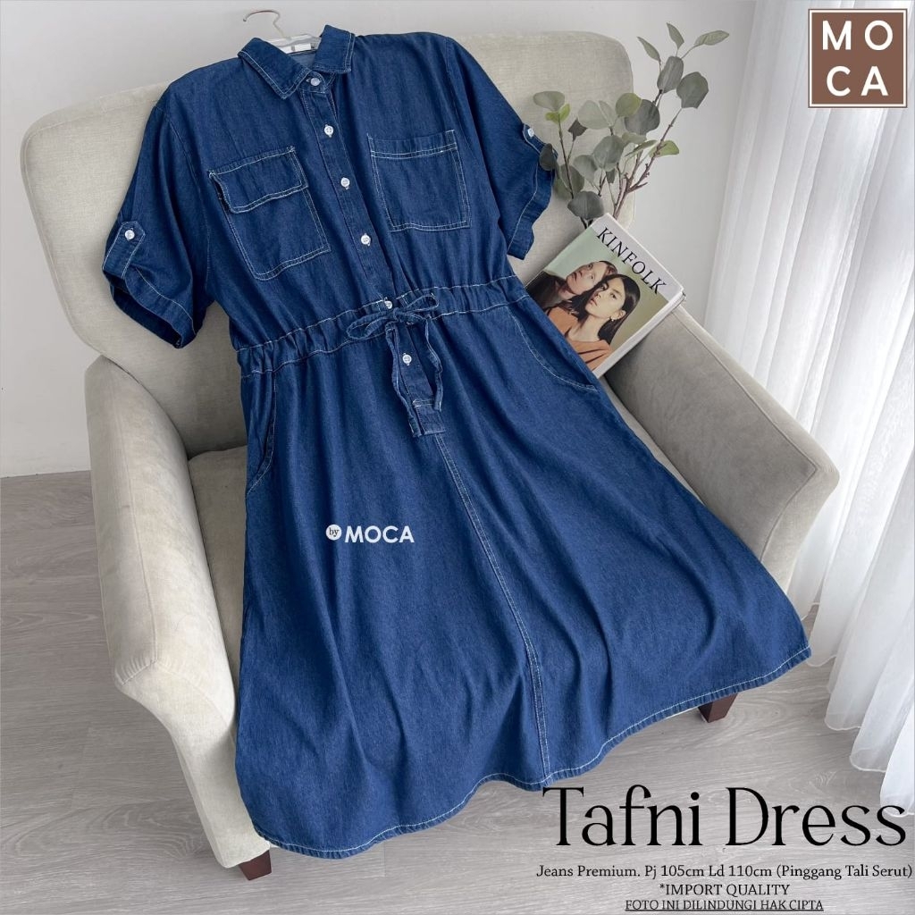 MOCA KOTAK Tafni Mini Dress Jeans Premium Quality Import Korea Style