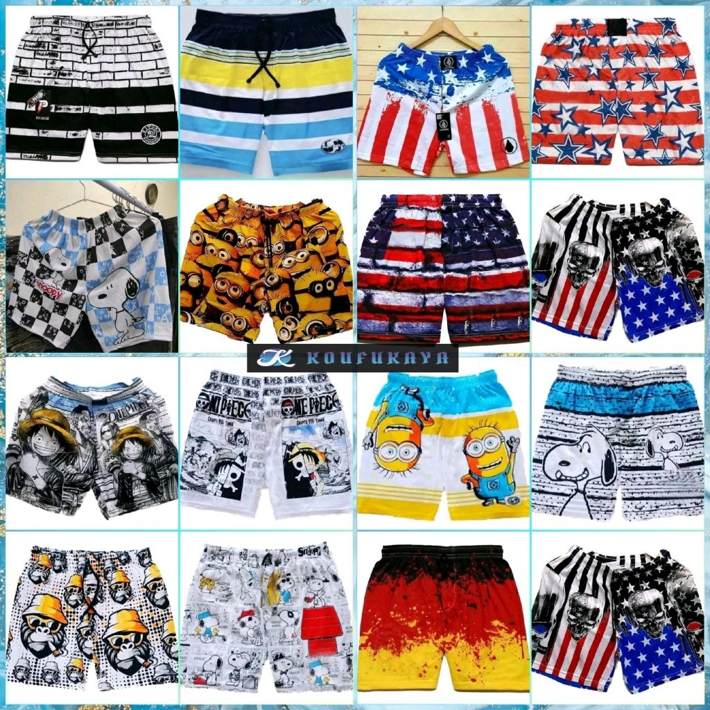 Paket Murah (Paket Usaha) 10Pcs Celana Pendek Boxer Surfing Distro Katun Boxer Motif Santai KY
