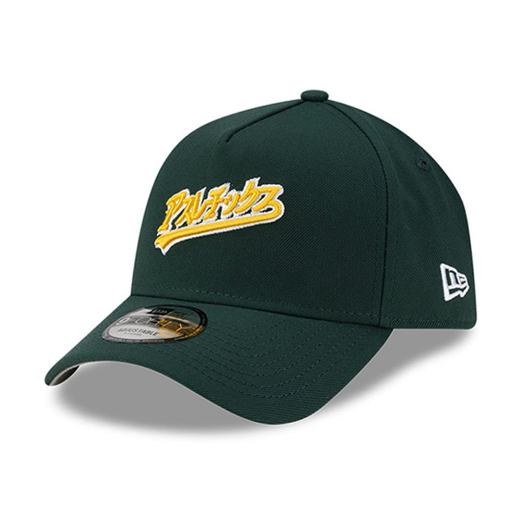 Topi New Era 9Forty A-Frame Hyperfly Katakana x MLB Oakland Athletics Green Snapback Cap 100% Origin