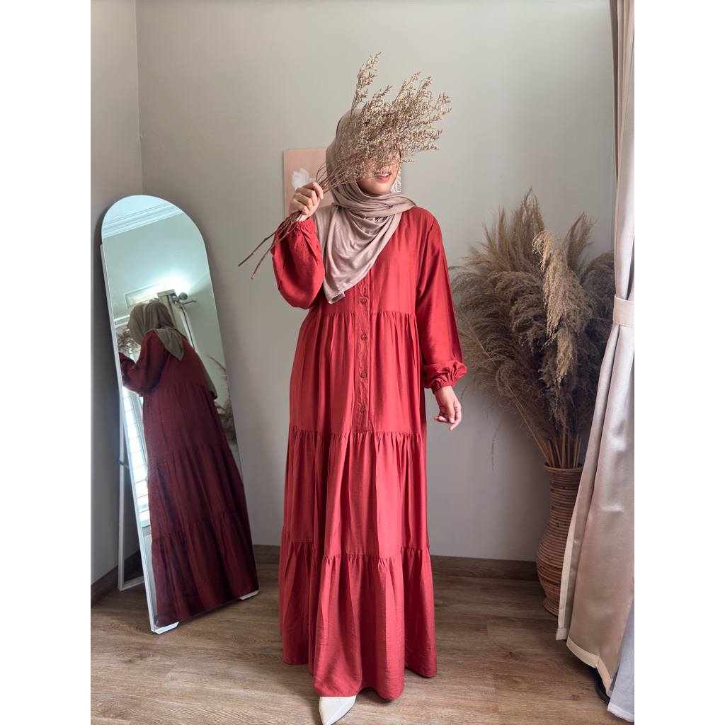 dafne maxi by ilquina - gamis kerut- gamis ruffle - dress ruffle - dress kerut tumpuk- korean dress