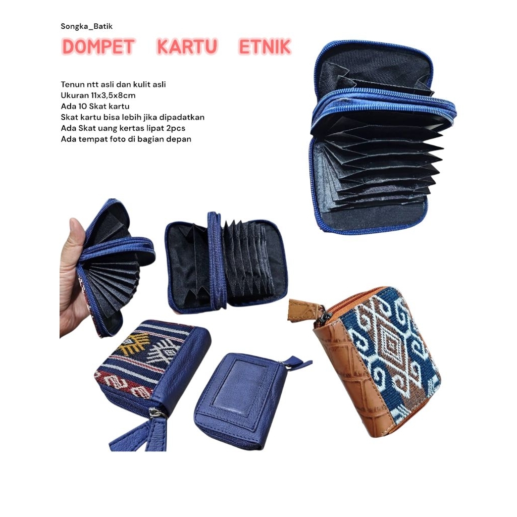DOMPET KARTU WANITA ETNIK TENUN NTT KULIT ASLI