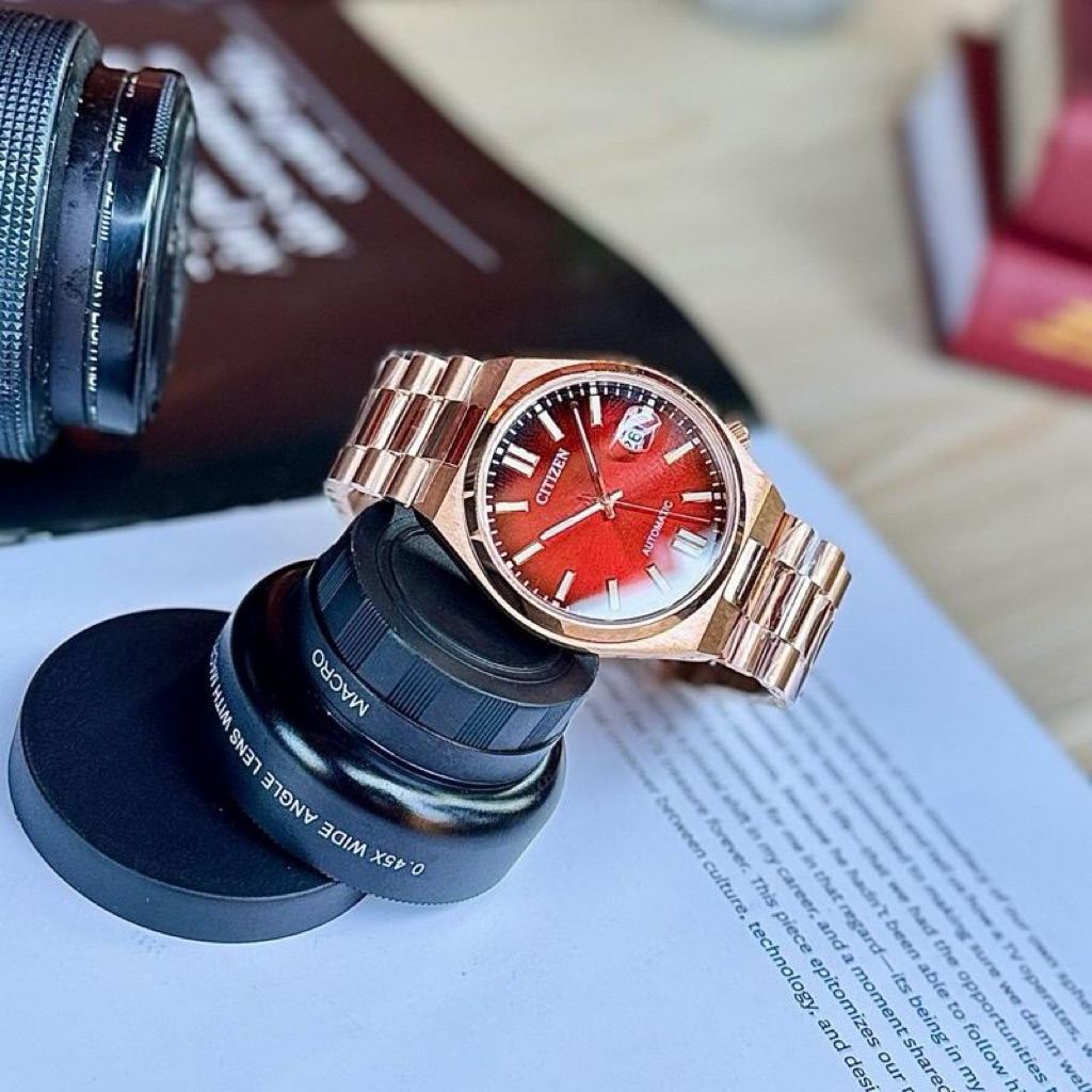 Citizen Tsuyosa  NJ0153-82X .Jam Tangan Pria Automatic Citizen Tsuyosa Mechanical Red Dial