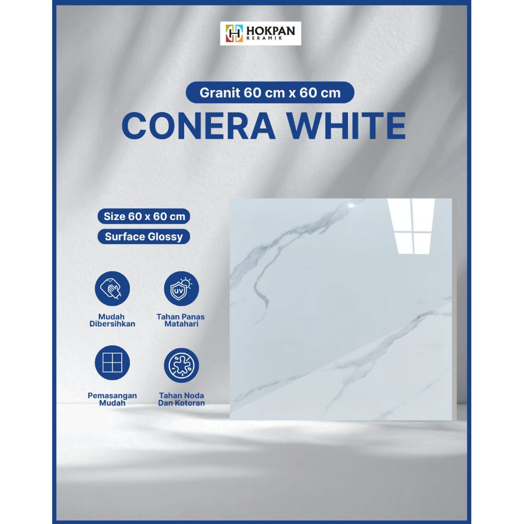 Lantai Granite Motif Canari White 60x60 Glossy - Hokpan Keramik