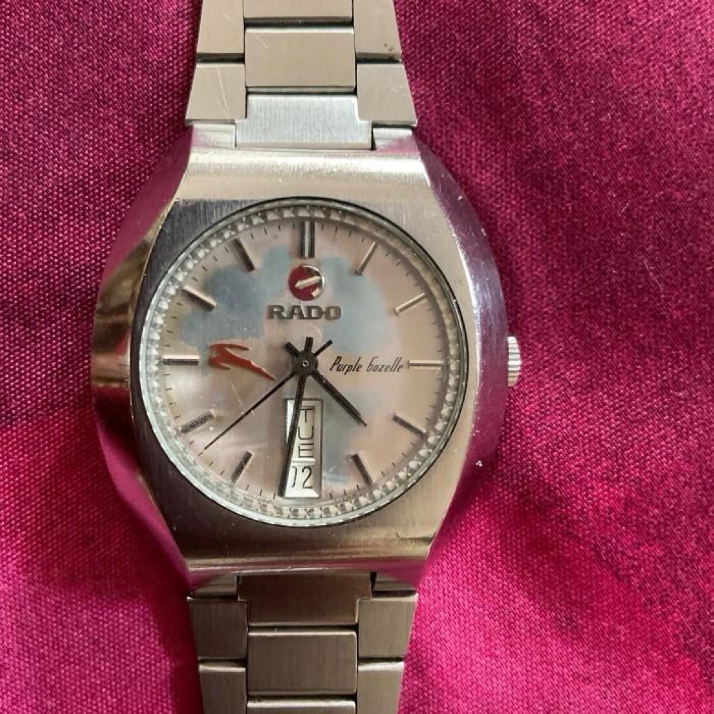 Rado Jam Tangan Purple Gazelle Automatic Classic Vintage Rare Original Elegant Normal Stem Lepas
