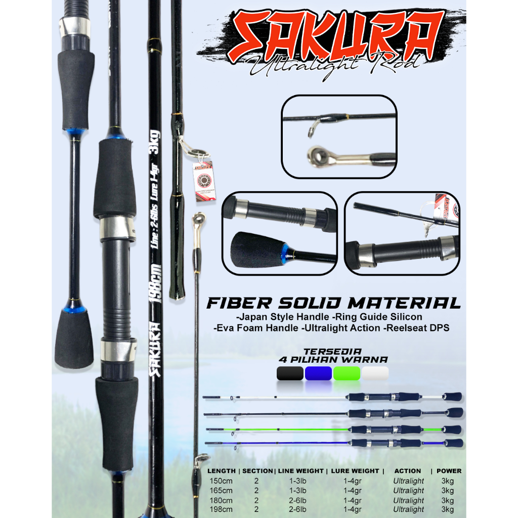 Joran UL Sakura Series Fiber solid Handle japan style Line 2-6lb