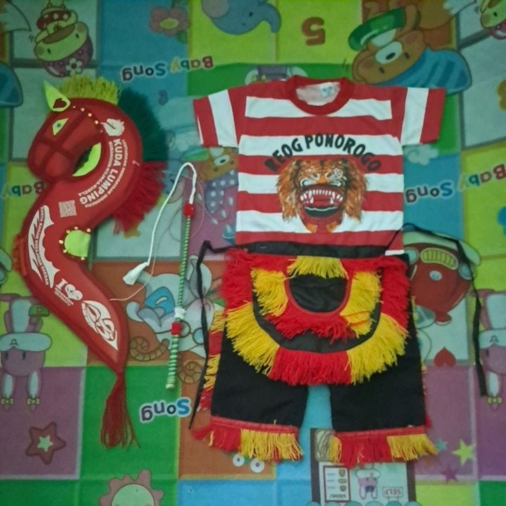 SENI JARANAN KUDA LUMPING MAINAN ANAK / CELANA GEMBYONG / KAOS LOREK / EMBONG / KUDA LUMPING , PECUT