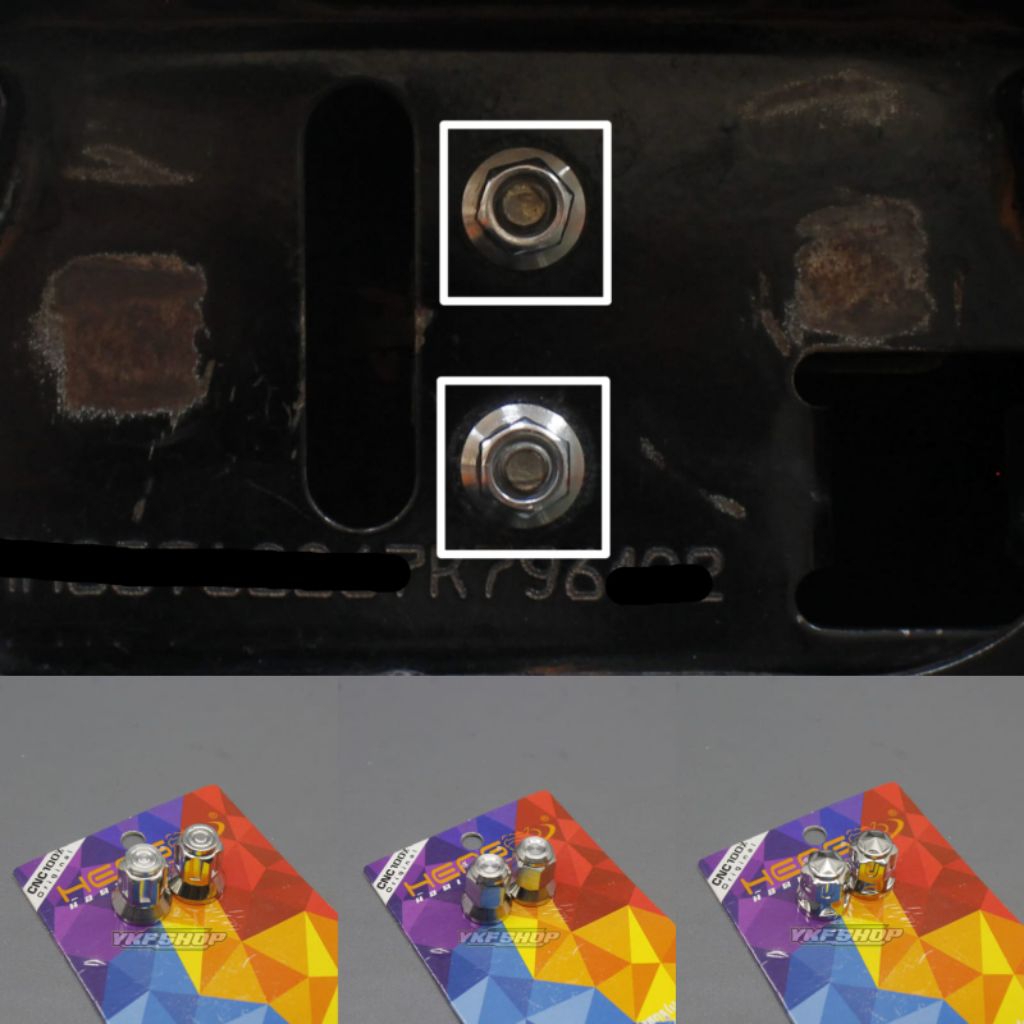 SEPASANG MUR BAWAH JOK PENGUNCI JOK BELAKANG MODEL TOPI MIO SPORTY SMILE PROBOLT STAINLESS ORIGINAL 