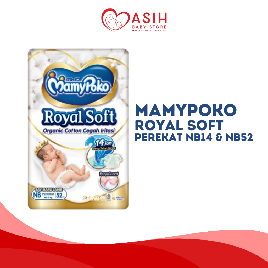 MamyPoko Royal Soft Newborn Organic Cotton NB52 Popok Perekat