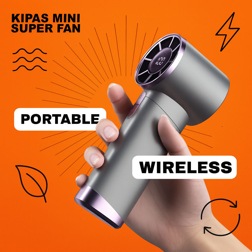 Kipas Angin Portable Mini Portabel Lucu Lipat Kecil Genggam USB Baterai LED Rechargeable 3 Level Sil