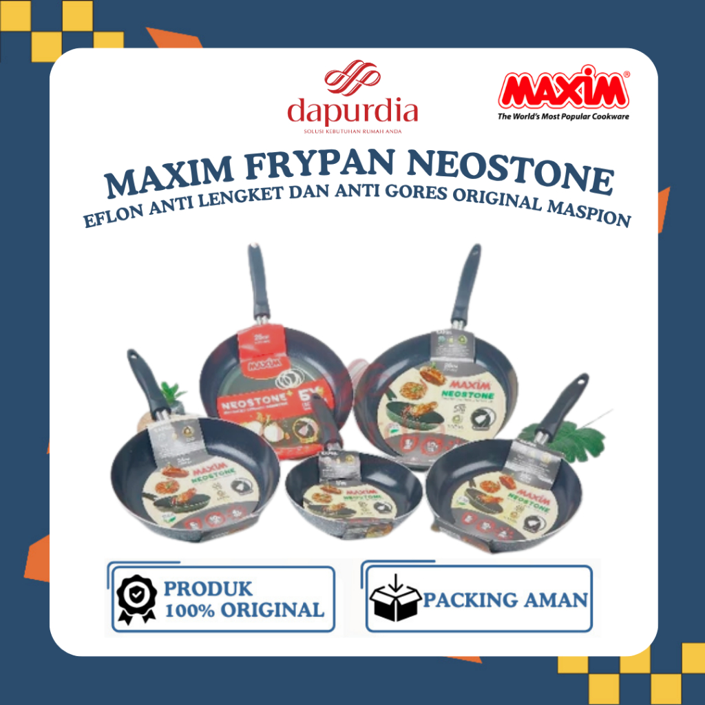 MAXIM Frypan Neostone  20/22/24/26/28 cm Teflon Anti Lengket dan Anti Gores ORIGINAL MAXIM - DTG