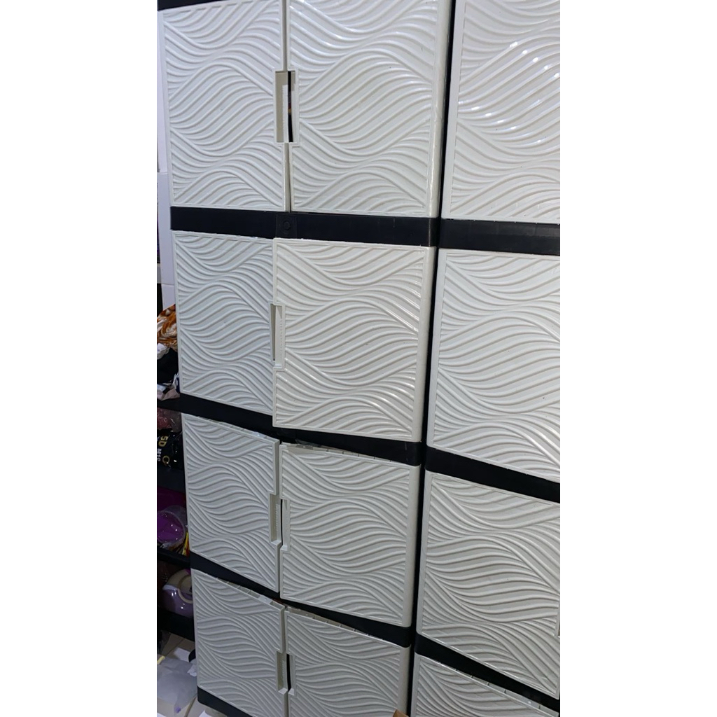 lemari susun putih 4 susun 2 pintu