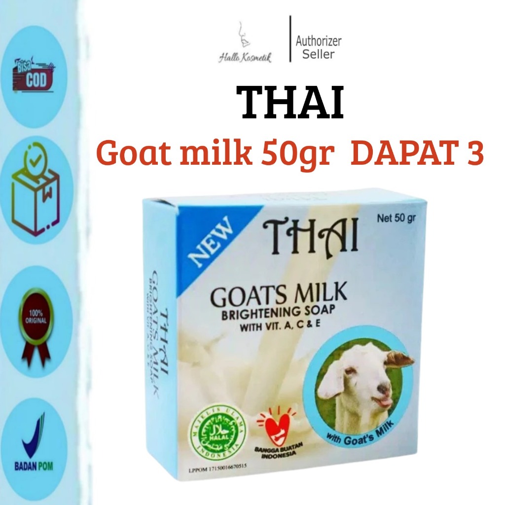 (PAKET PROMO) Thai Goats Milk Soap Bar 50gr - Sabun Batang Susu Kambing Pemutih & Pencerah